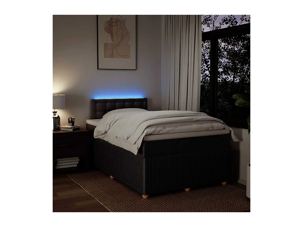 Sommier à lattes de lit et matelas marron foncé 120x190cm tissu