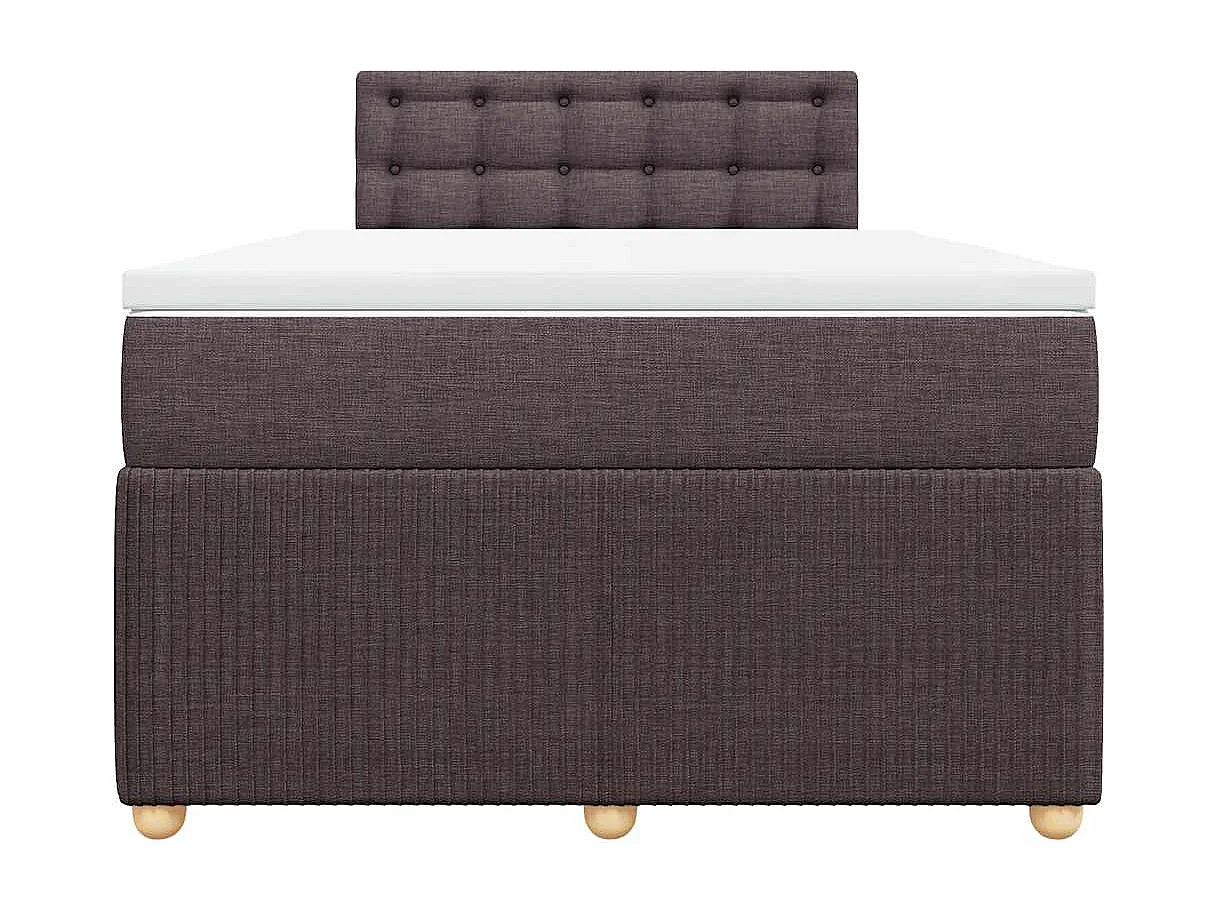 Cama box spring con colchón tela marrón oscuro 120x190 cm