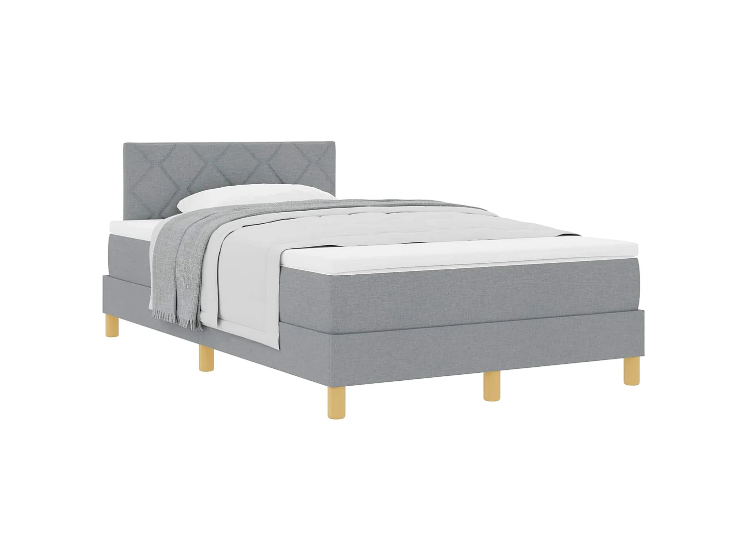 Boxspringbett mit Kissen Hellgrau 120 x 200 cm Stoff