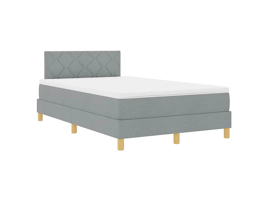 Boxspringbett mit Kissen Hellgrau 120 x 200 cm Stoff