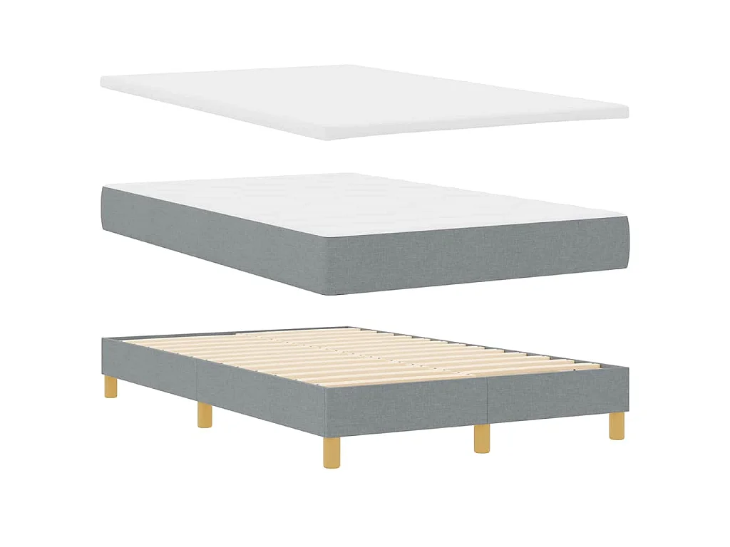 Boxspringbett mit Kissen Hellgrau 120 x 200 cm Stoff