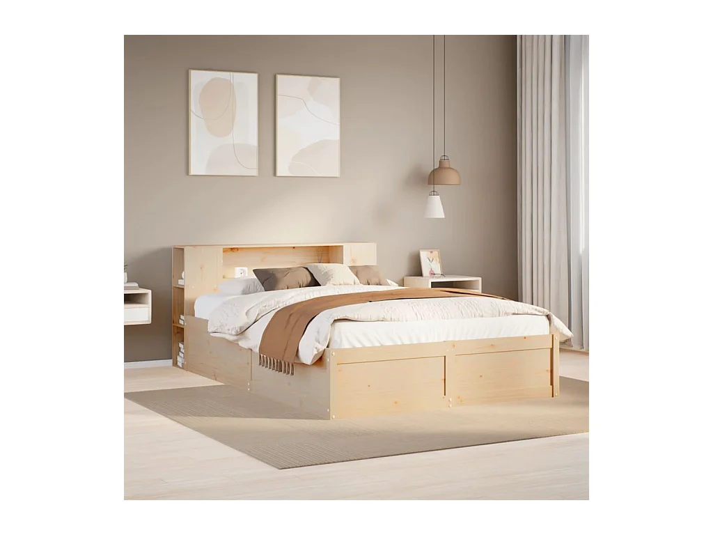 Estructura de cama sin colchón madera maciza de pino 120x190 cm