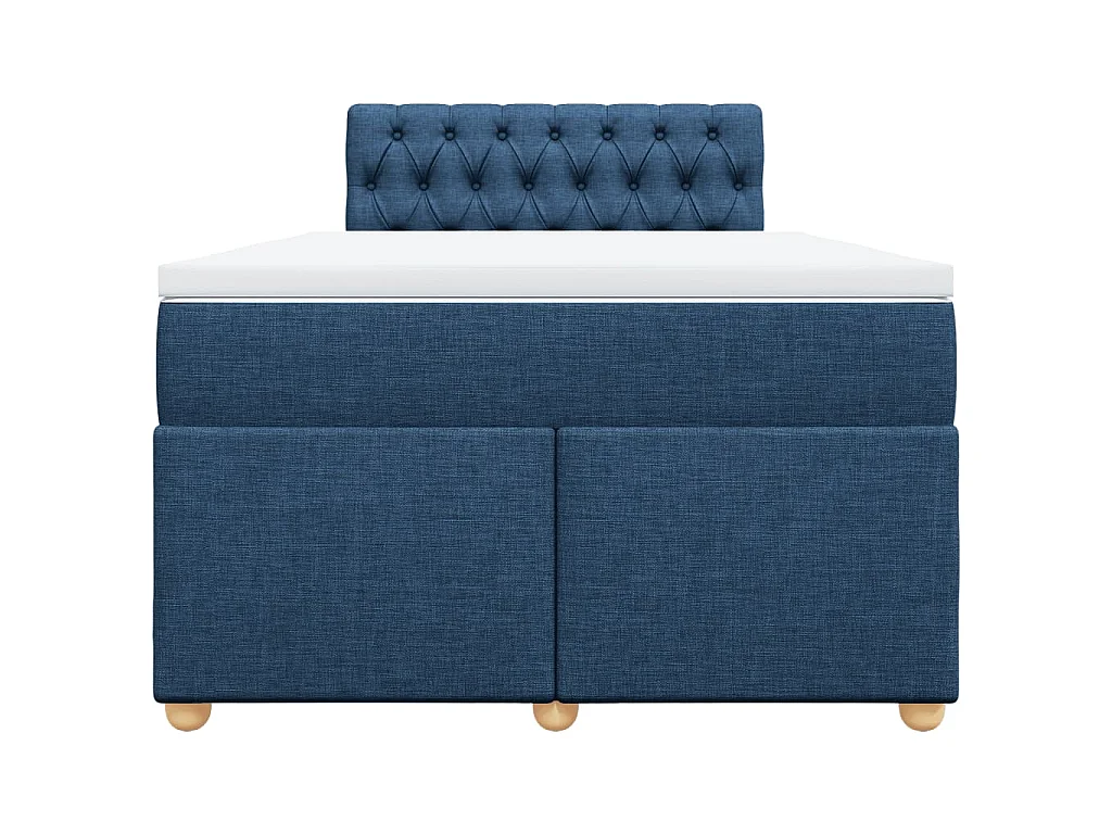 Cama box spring con colchón tela azul 120x190 cm