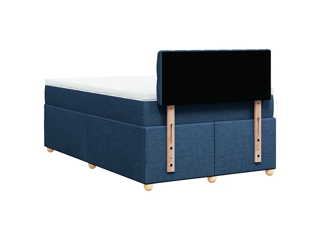 Cama box spring con colchón tela azul 120x190 cm