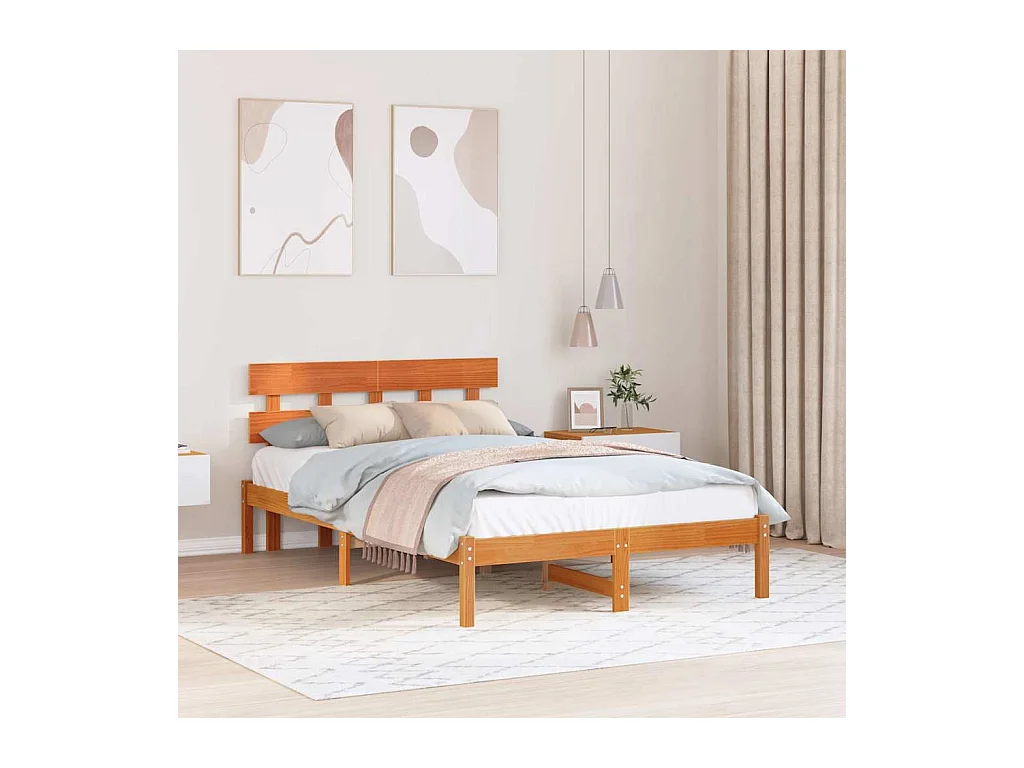 Estructura de cama Marrón 120 x 200 cm Madera maciza de Pino