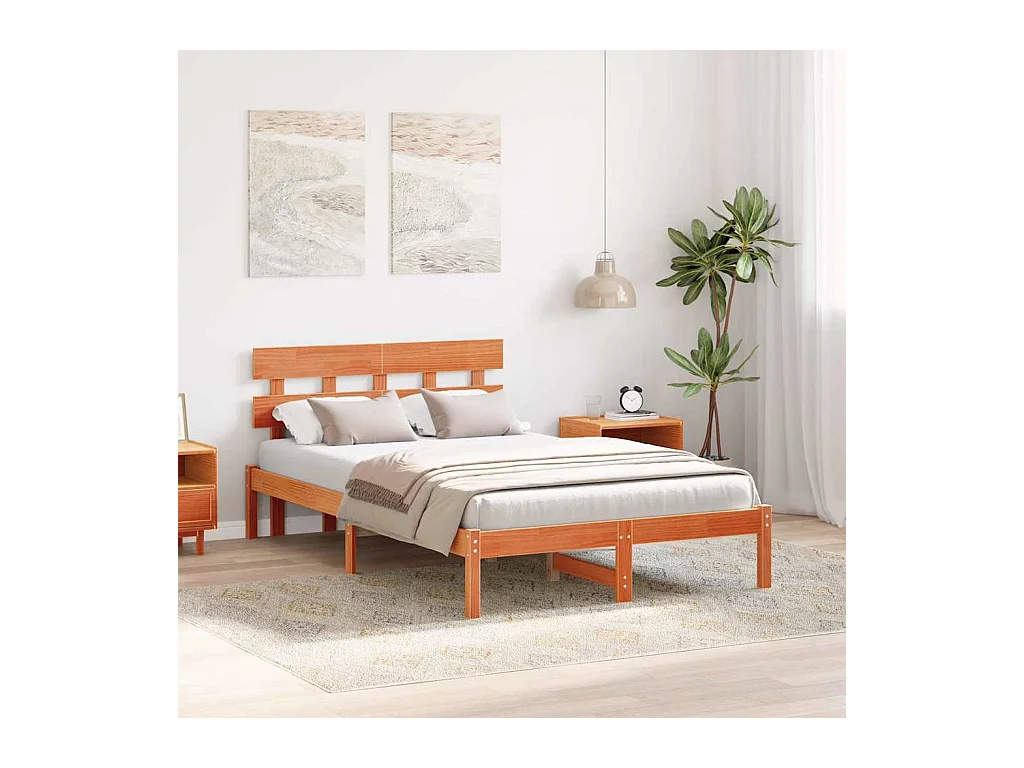 Estructura de cama Marrón 120 x 200 cm Madera maciza de Pino