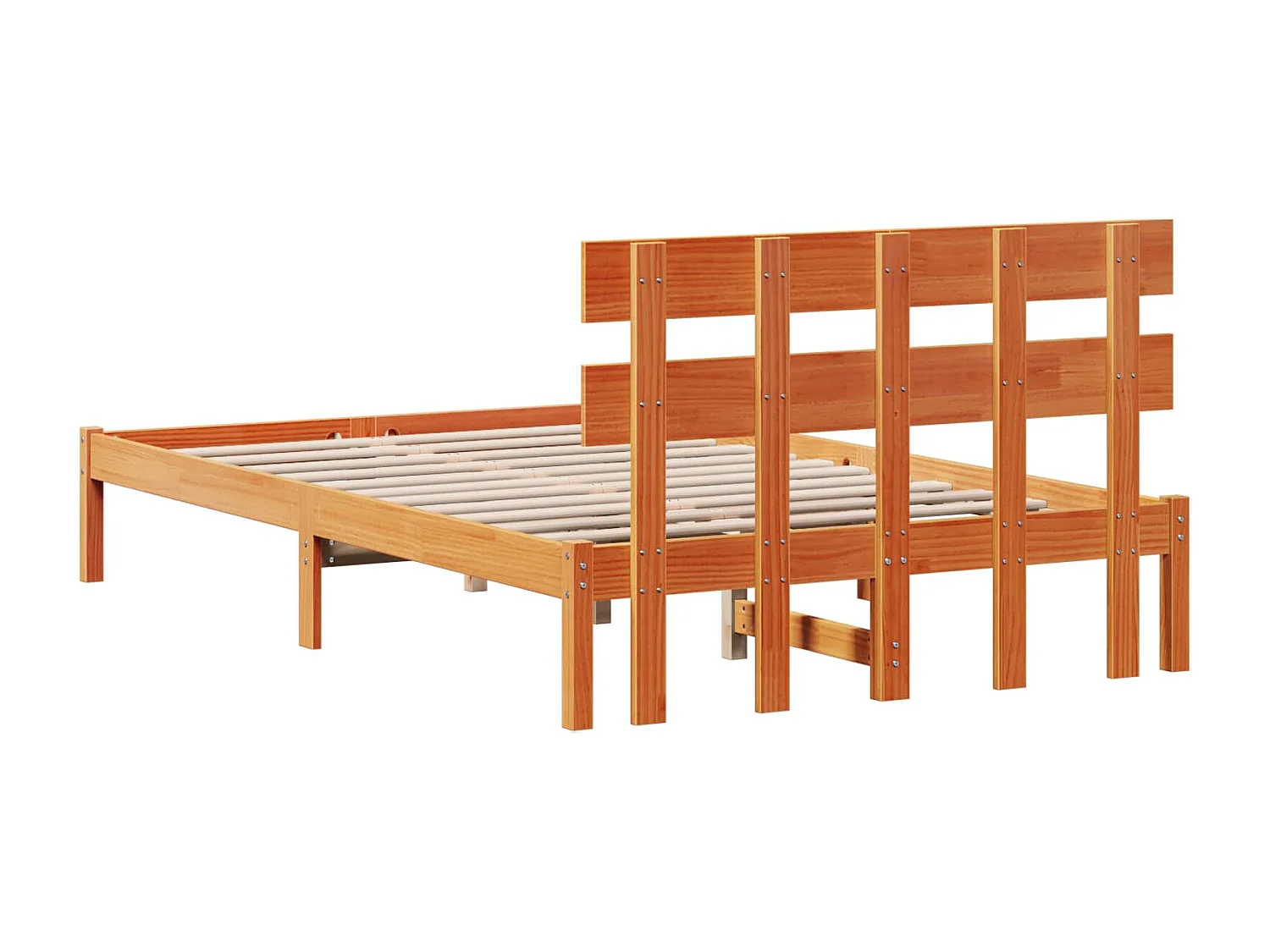 Bedframe met hoofdeinde Bruin 120 x 200 cm Massief grenenhout