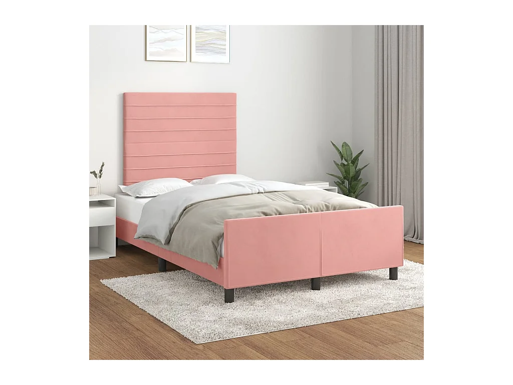 Cadre de lit sans matelas rose 120x190 cm velours