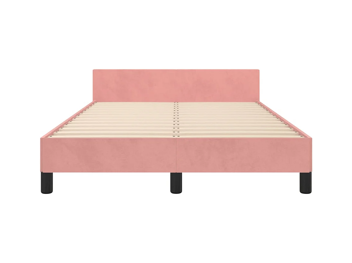Cadre de lit sans matelas rose 120x190 cm velours
