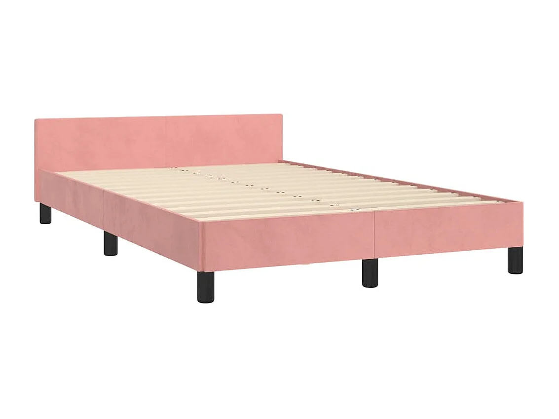 Cadre de lit sans matelas rose 120x190 cm velours