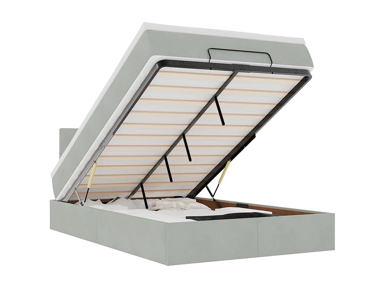 Bed poef met matras en LED's 120x190 cm fluweel lichtgrijs