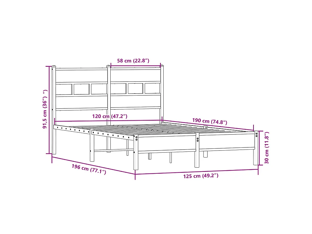 Bedframe zonder matras hout sonoma eikenkleurig 120x190 cm