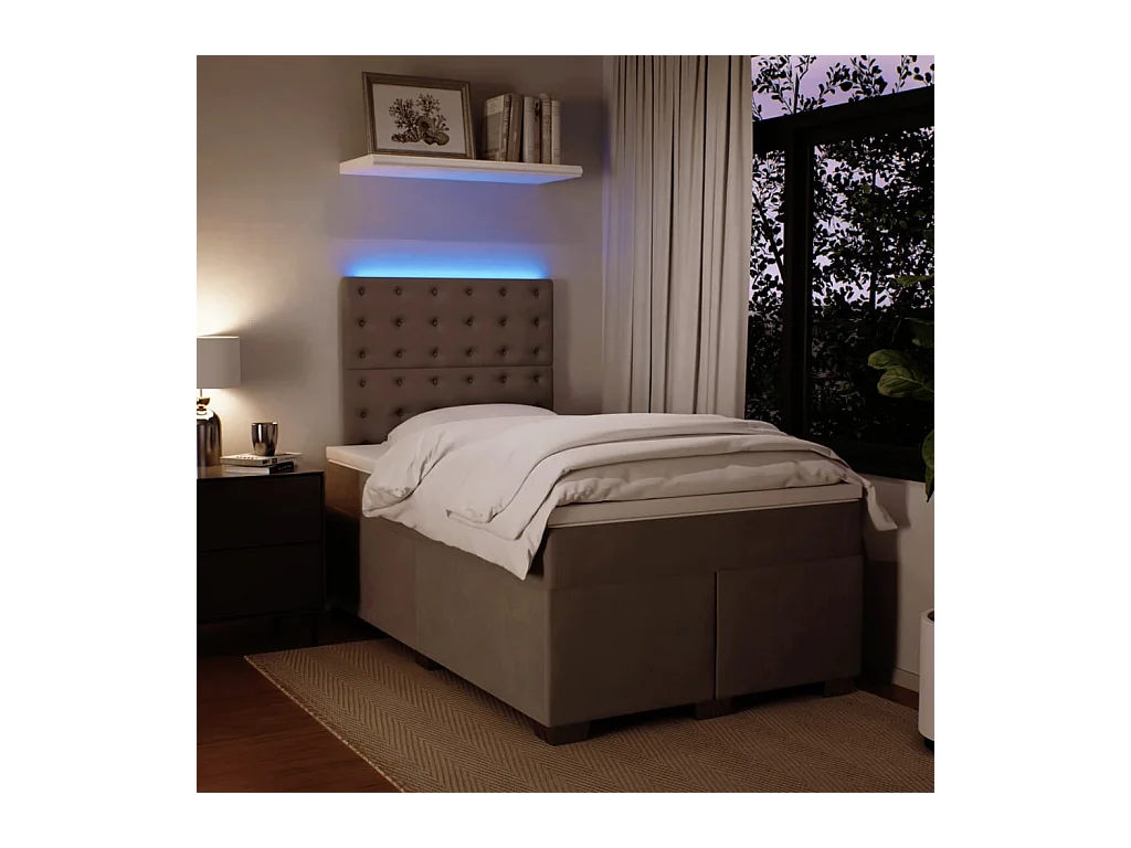 Sommier à lattes de lit et matelas gris clair 120x190cm velours