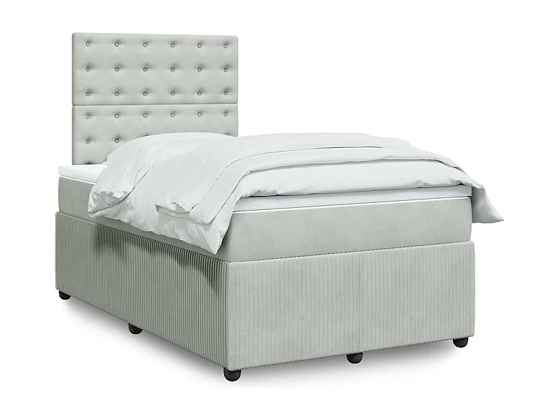 Cama boxspring com colchão 120x190 cm veludo cinzento-claro