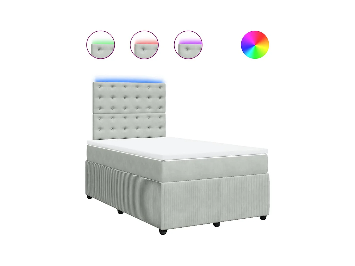 Sommier à lattes de lit et matelas gris clair 120x190cm velours