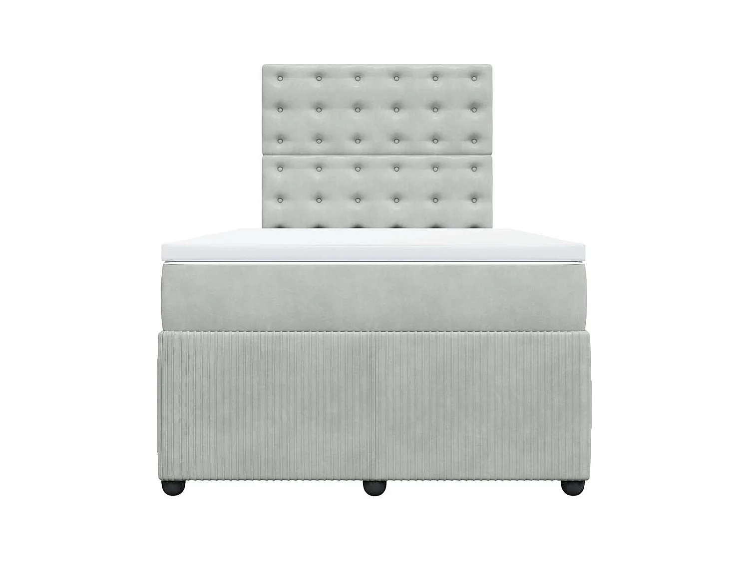 Sommier à lattes de lit et matelas gris clair 120x190cm velours