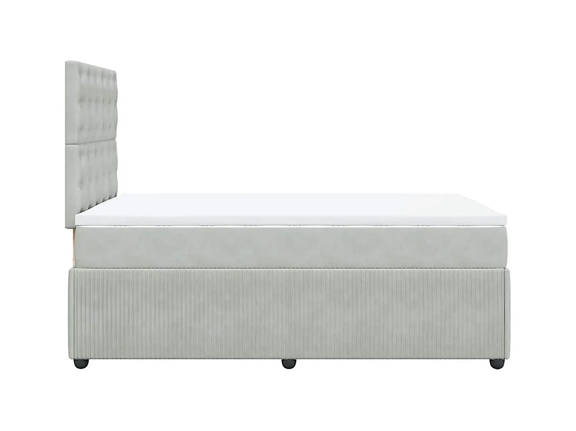 Sommier à lattes de lit et matelas gris clair 120x190cm velours