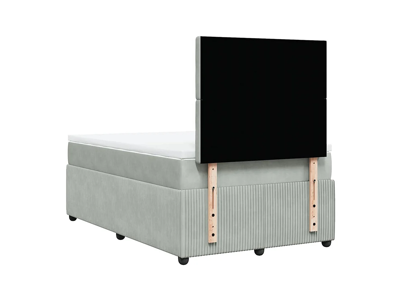 Sommier à lattes de lit et matelas gris clair 120x190cm velours