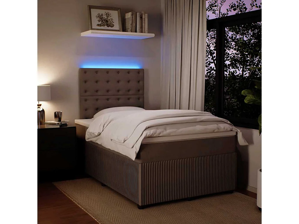 Cama box spring con colchón terciopelo gris claro 120x190 cm