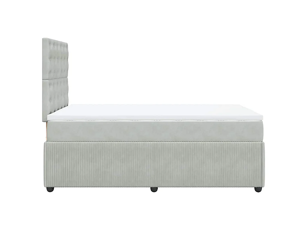 Cama box spring con colchón terciopelo gris claro 120x190 cm
