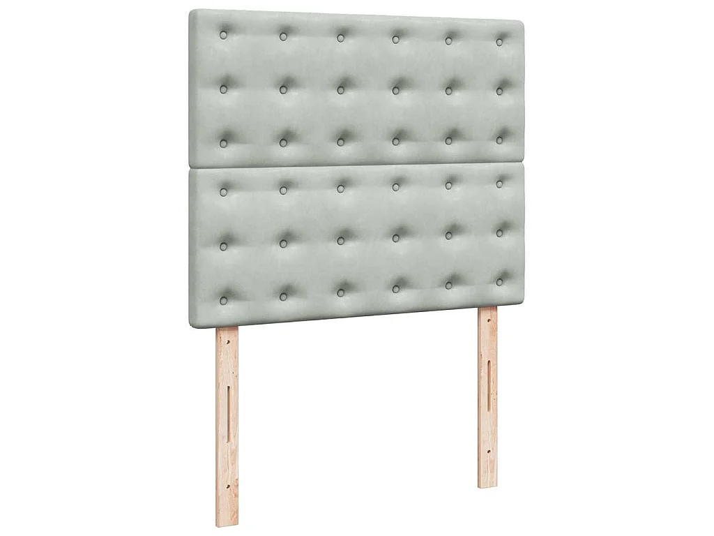 Cama box spring con colchón terciopelo gris claro 120x190 cm