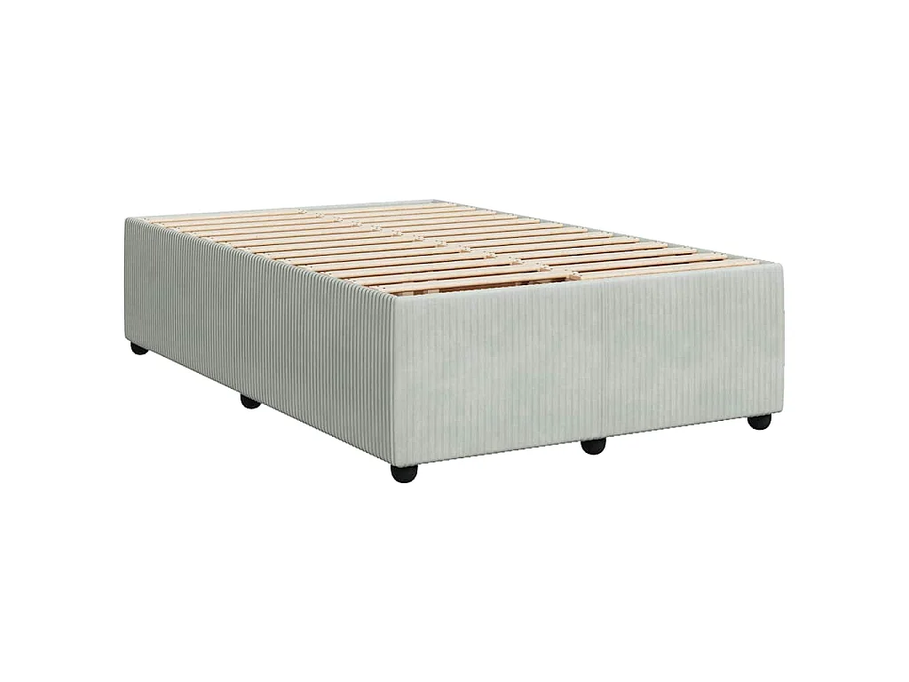 Cama box spring con colchón terciopelo gris claro 120x190 cm