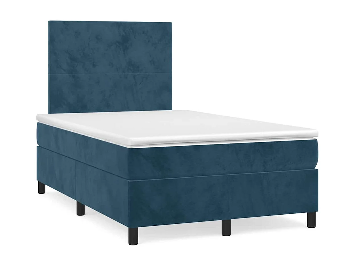 Giroletto a Molle con Materasso Blu Scuro 120x190 cm in Velluto