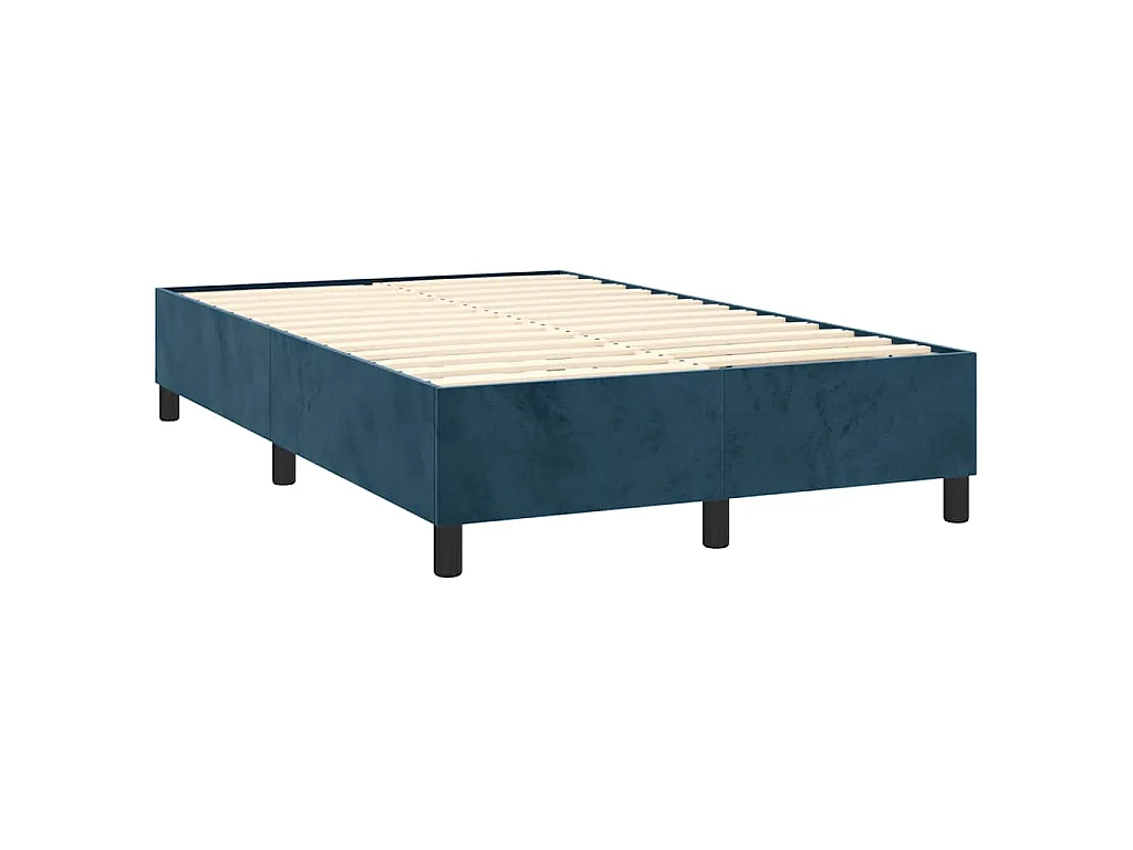 Sommier à lattes de lit et matelas bleu foncé 120x190cm velours