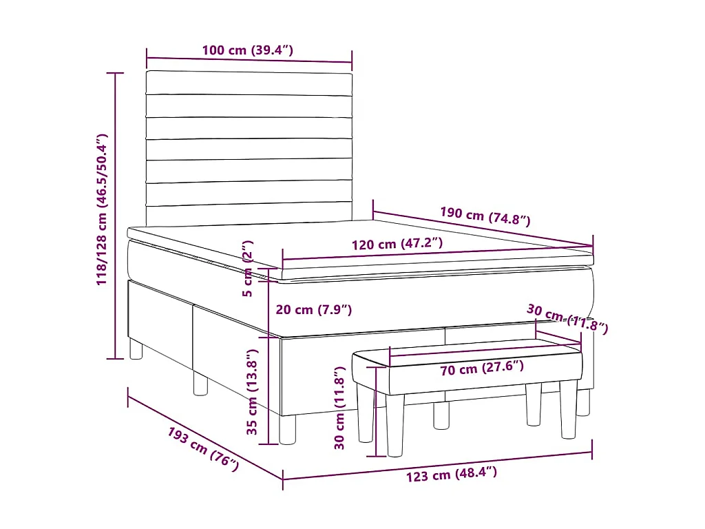 Boxspringbett mit Matratze Taupe 120x190 cm Stoff
