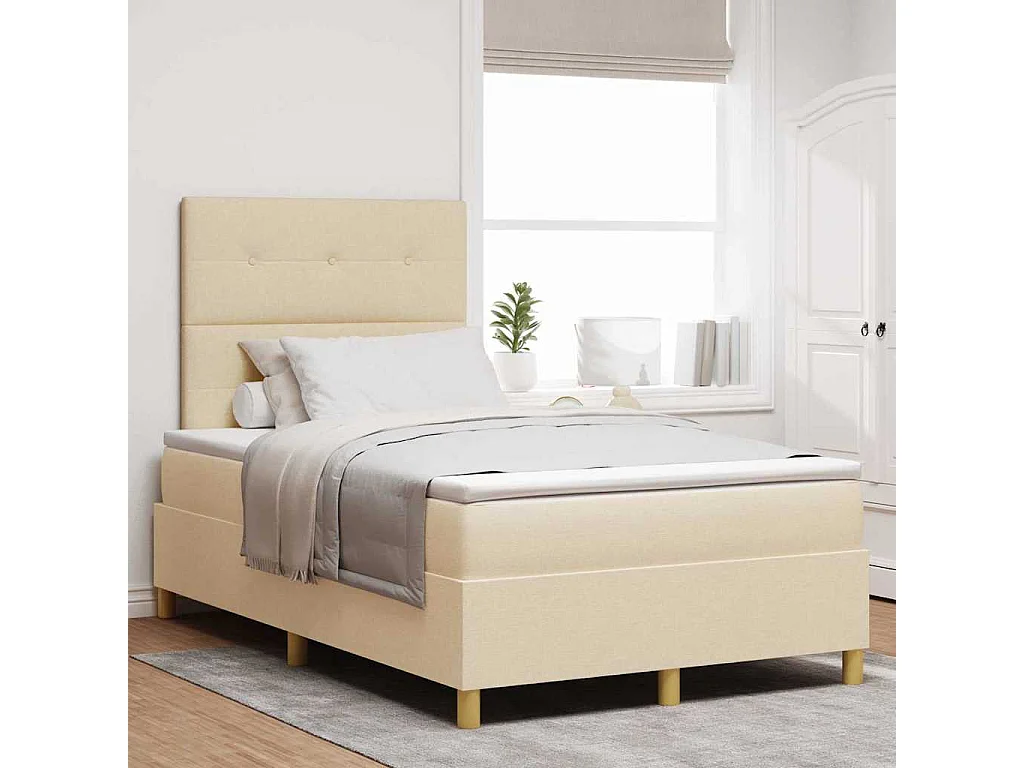 Boxspringbett mit Kopfteil Creme 120 x 200 cm Stoff