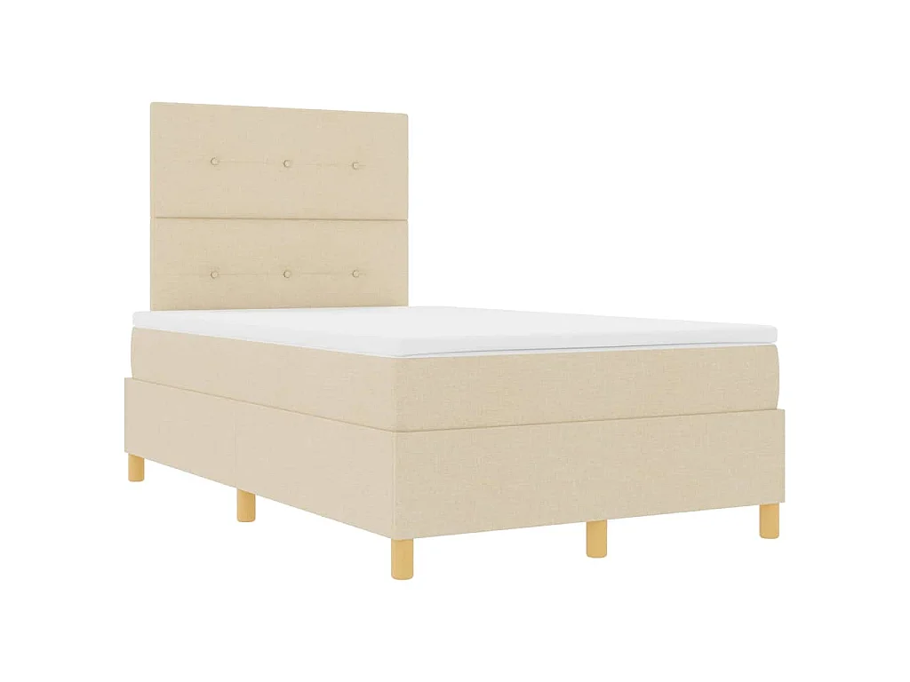 Boxspringbett mit Kopfteil Creme 120 x 200 cm Stoff