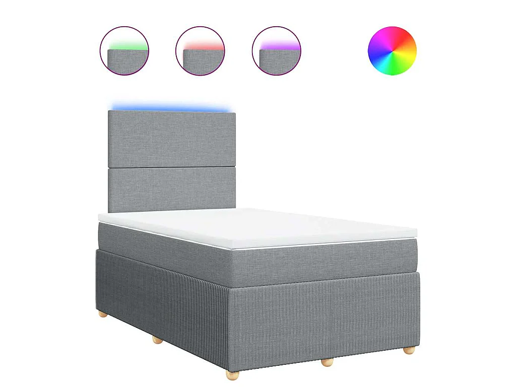 Cama box spring con colchón tela gris claro 120x190 cm