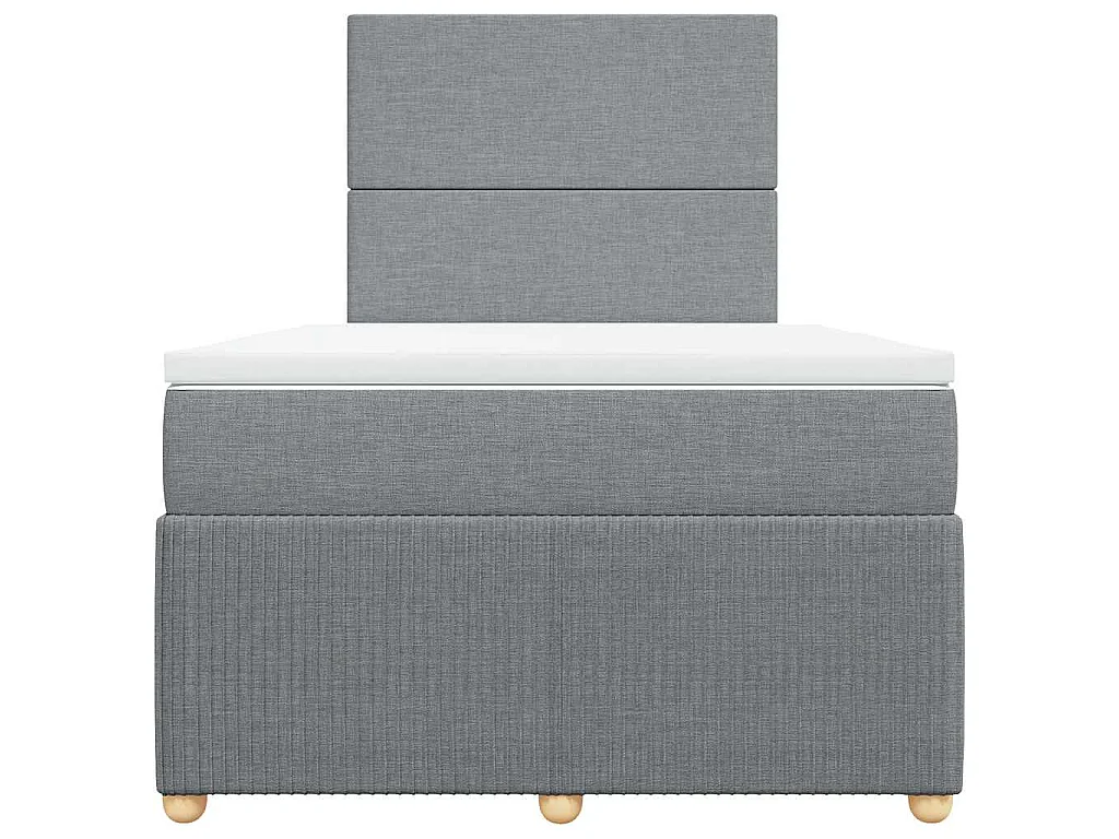 Cama box spring con colchón tela gris claro 120x190 cm