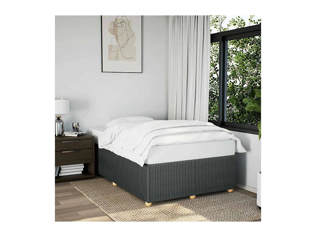 Estrutura de cama sem colchão cinza escuro 120x190 cm tecido