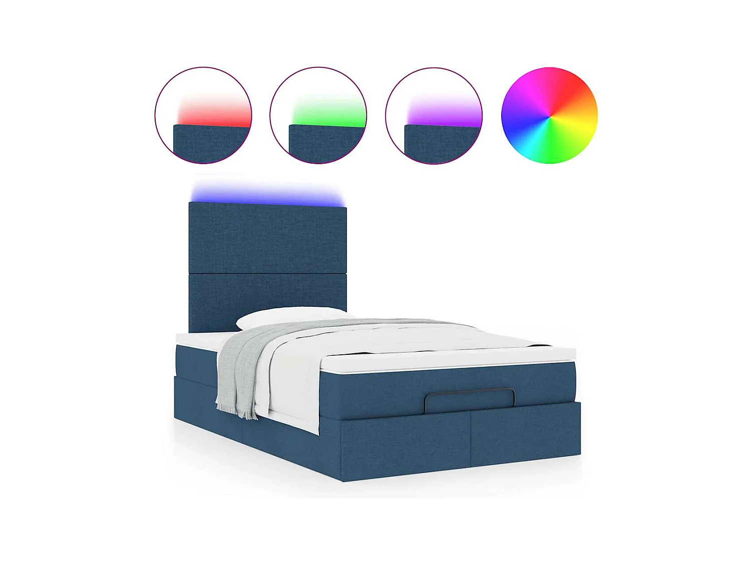 Ottoman bed met matras en LED's 120x200cm stof blauw