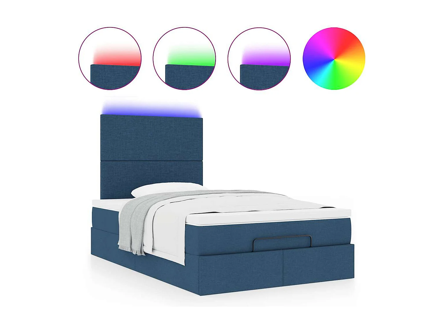 Ottoman bed met matras en LED's 120x200cm stof blauw