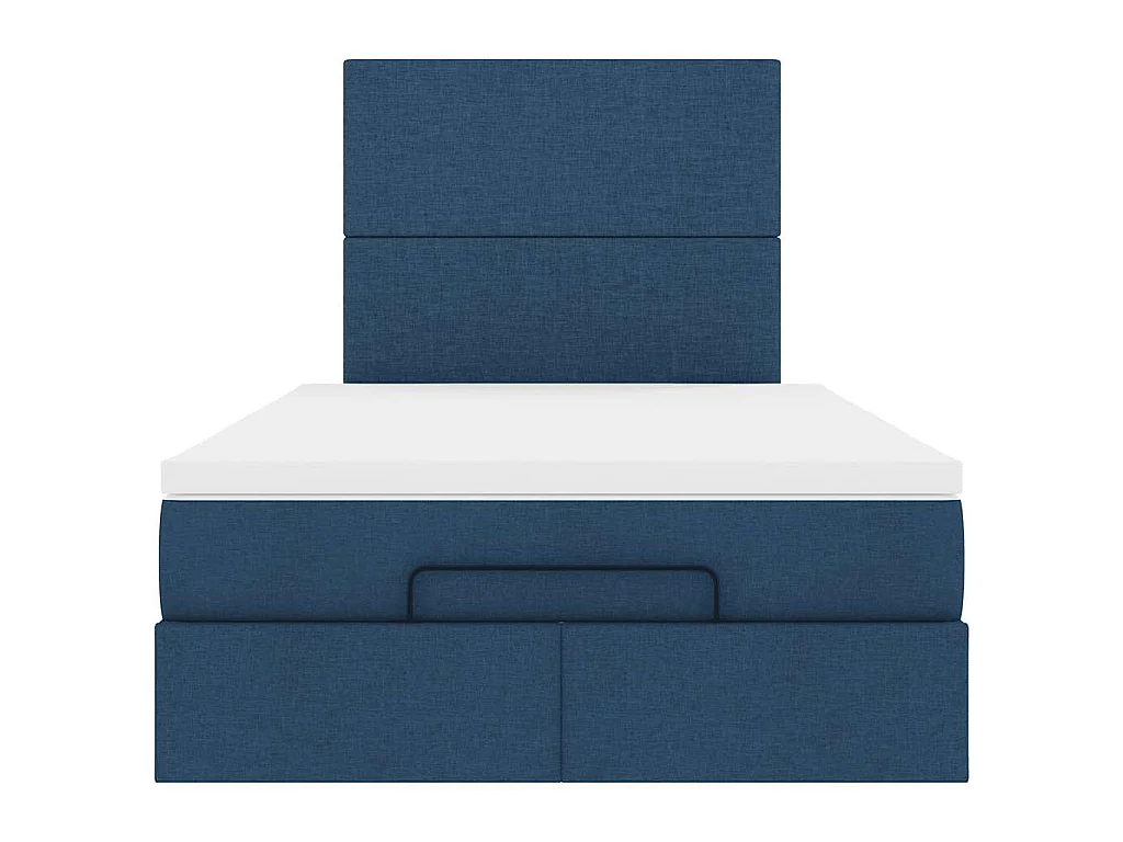 Cadre de lit ottoman avec matelas bleu 120x200 cm tissu