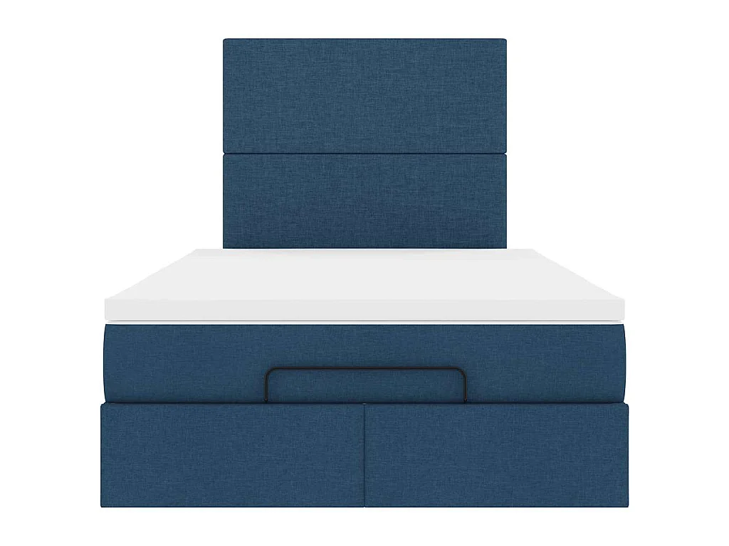 Cadre de lit ottoman avec matelas bleu 120x200 cm tissu
