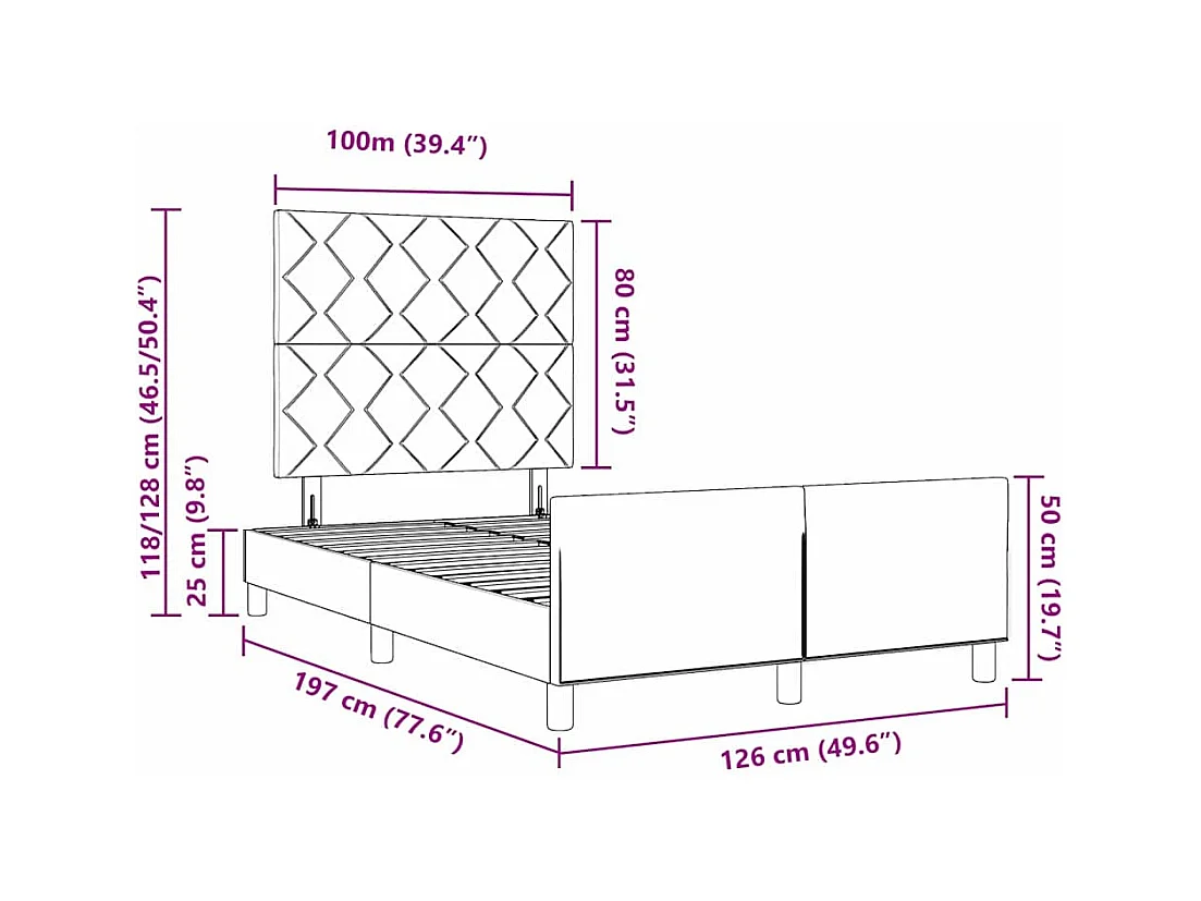 Estrutura da Cama Cinzento-claro 120 x 190 cm Veludo