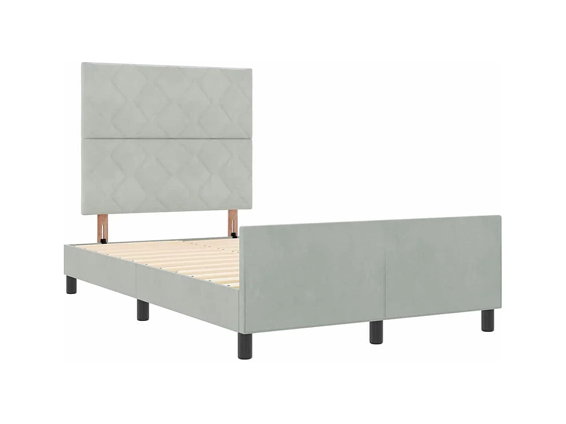 Cadre de lit avec tête de lit Gris clair 120 x 190 cm Velours