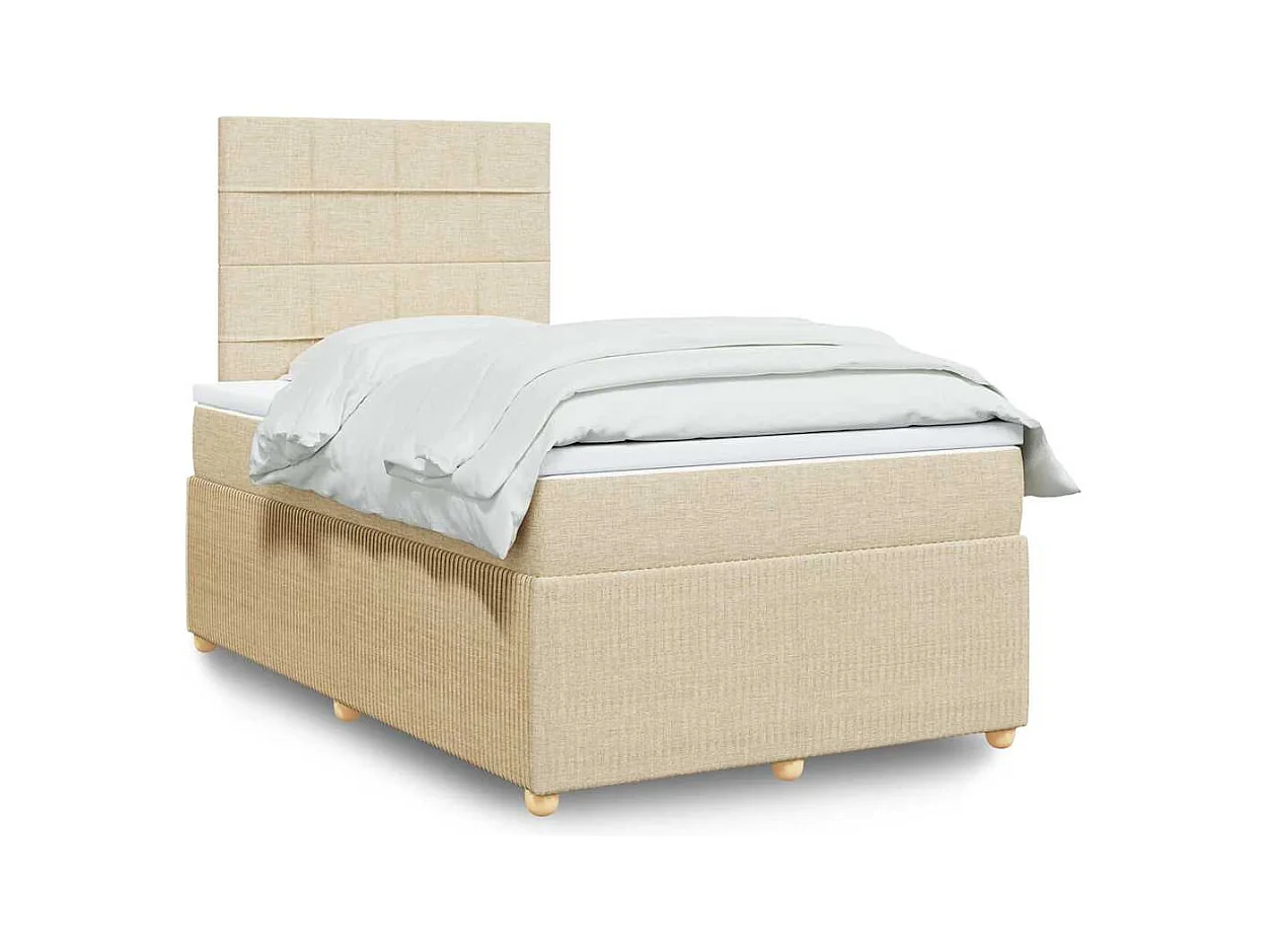 Boxspringbett mit Matratze Creme 120x190 cm Stoff