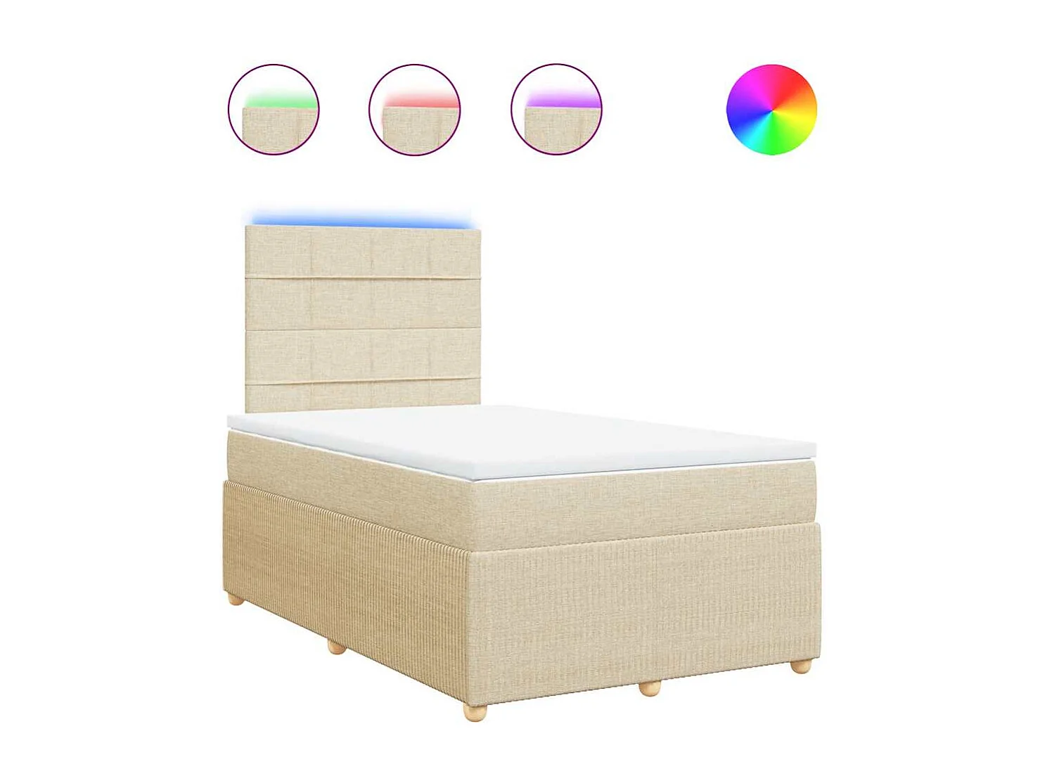Sommier à lattes de lit avec matelas crème 120x190 cm tissu