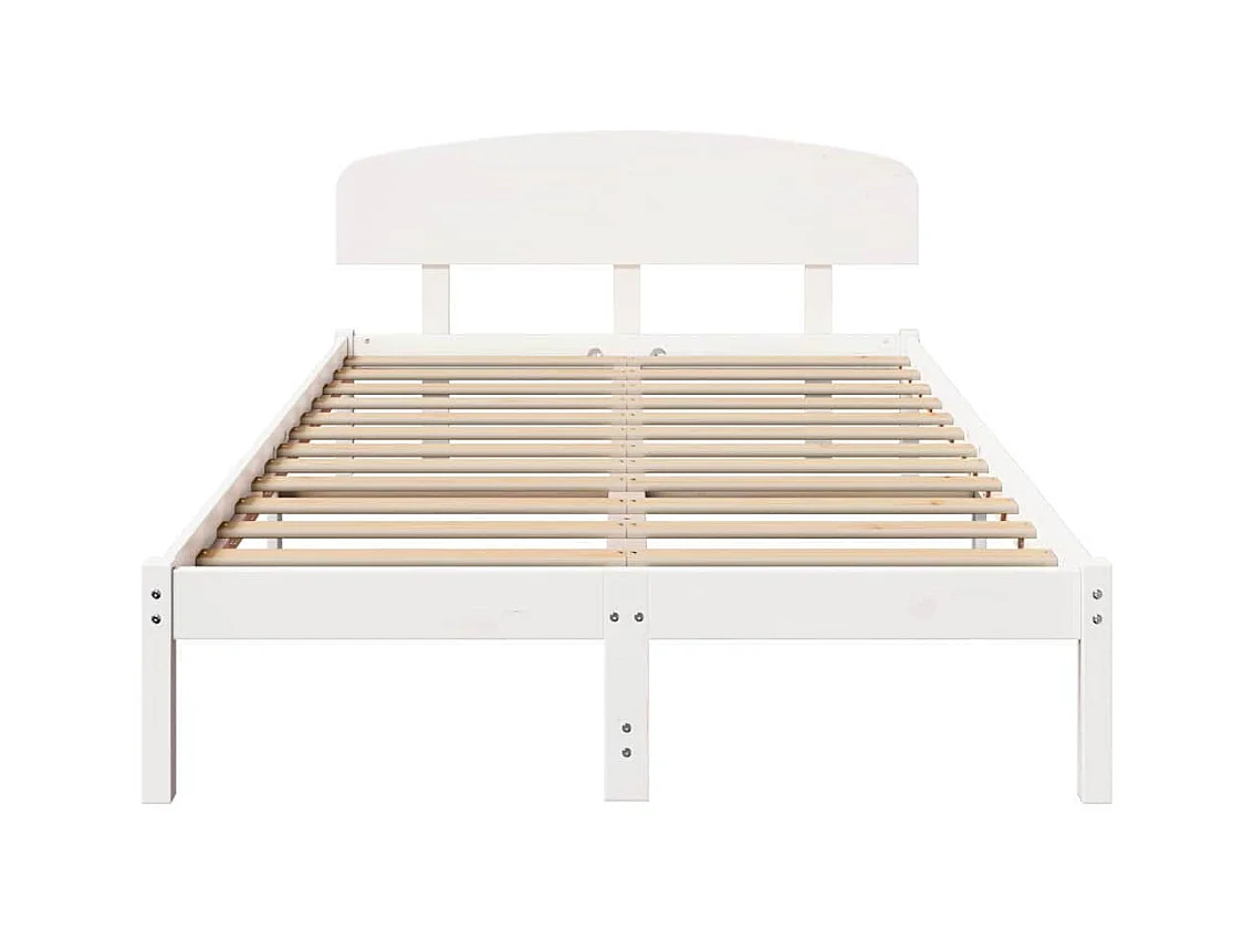 Bettgestell mit Kopfteil Weiß 120 x 190 cm Massivholz Kiefer