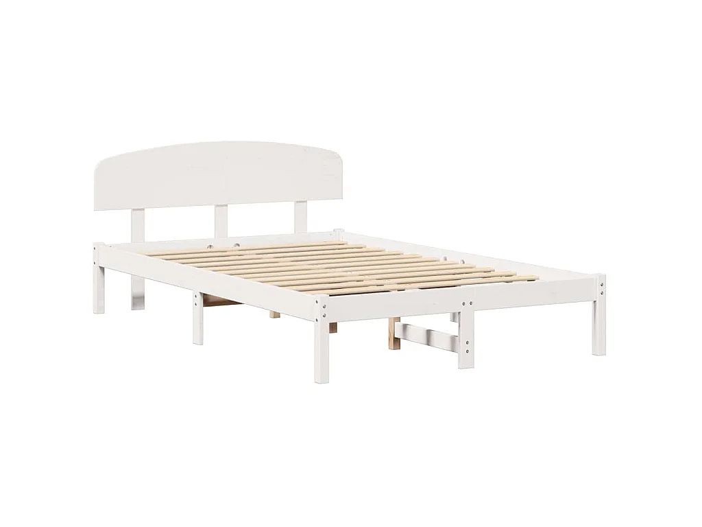 Bedframe met hoofdeinde Wit 120 x 190 cm Massief grenenhout