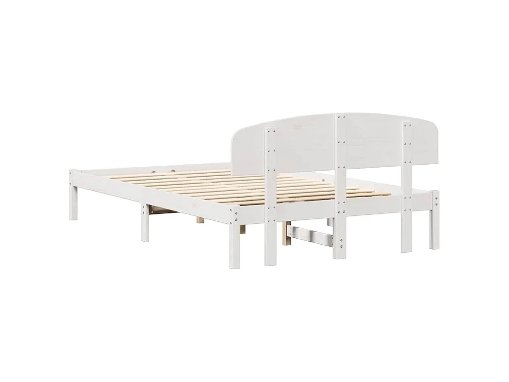 Bedframe met hoofdeinde Wit 120 x 190 cm Massief grenenhout