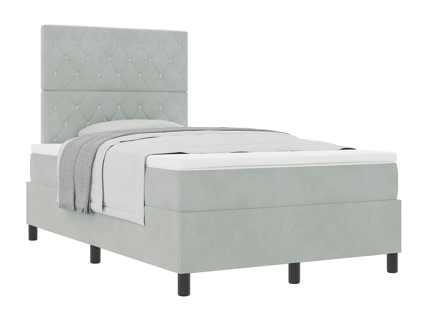 Letto a molle con materasso Grigio chiaro 120 x 200 cm Tessuto