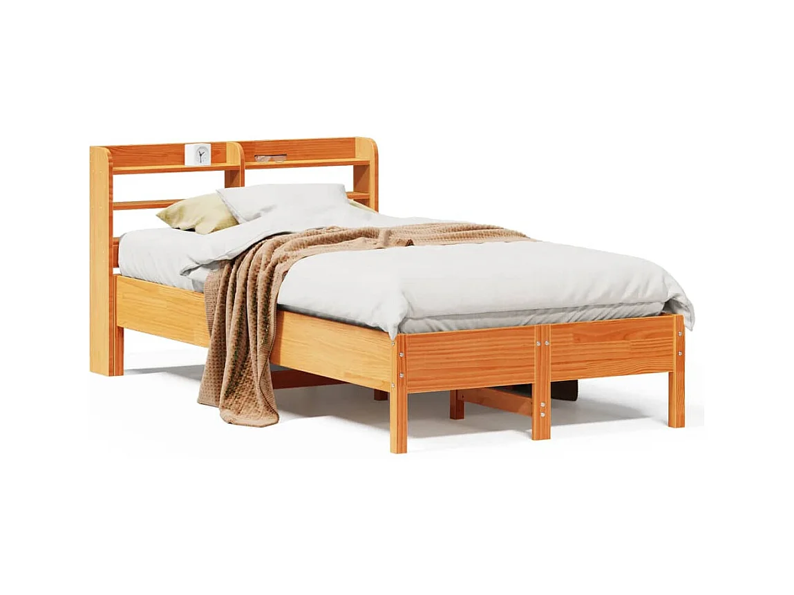 Cadre de lit sans matelas cire marron 120x200cm bois pin massif