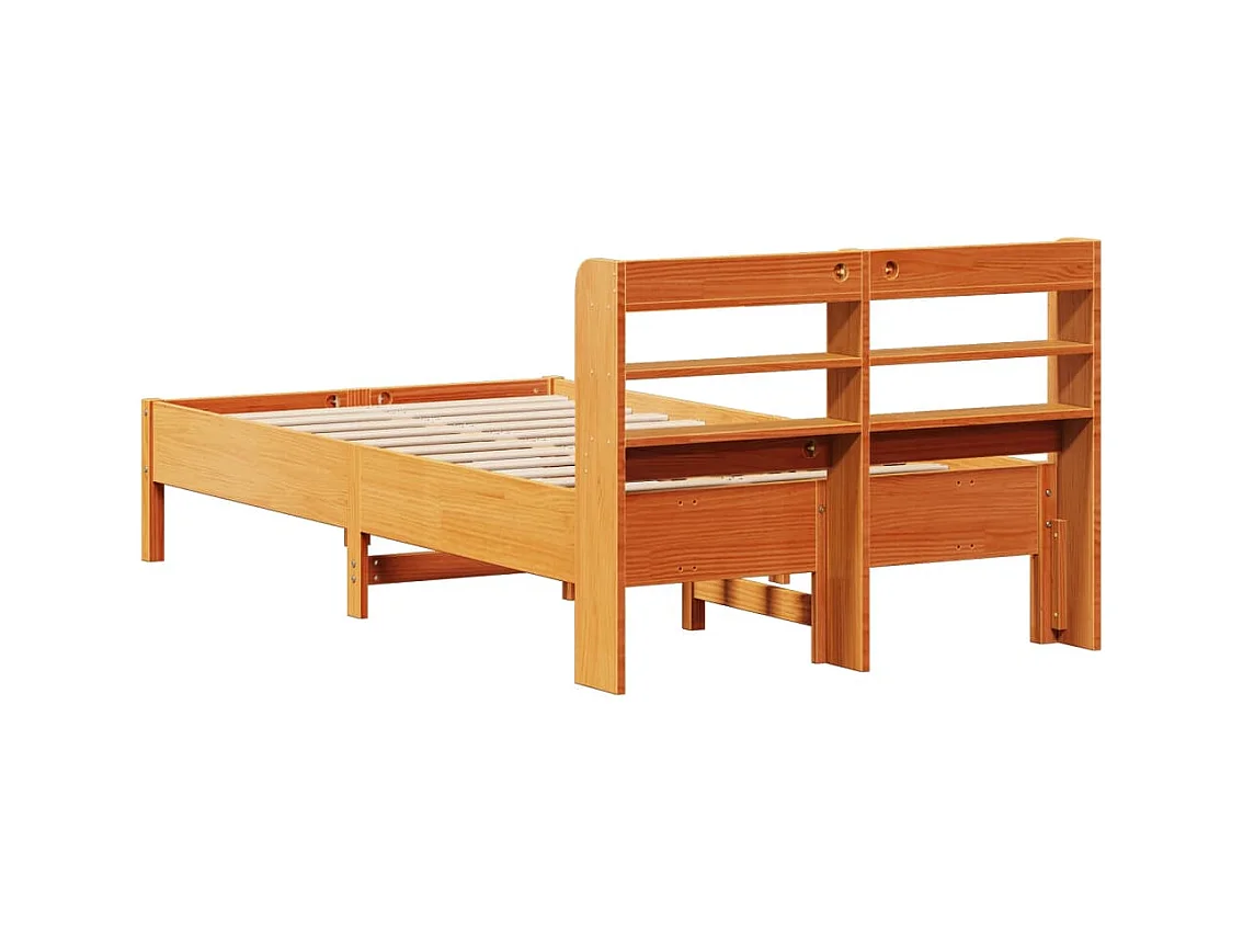 Cadre de lit sans matelas cire marron 120x200cm bois pin massif