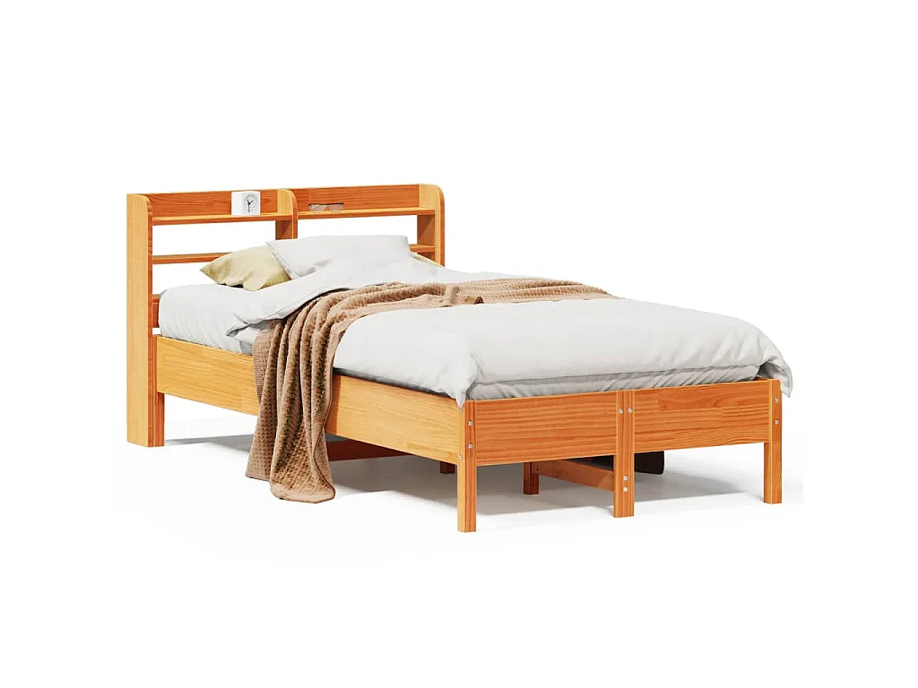 Bedframe zonder matras massief grenenhout wasbruin 120x200 cm