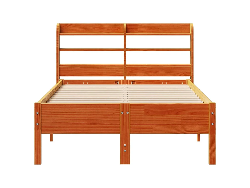 Bedframe zonder matras massief grenenhout wasbruin 120x200 cm